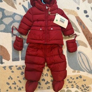 Add Down Red Snowsuit with Mittens